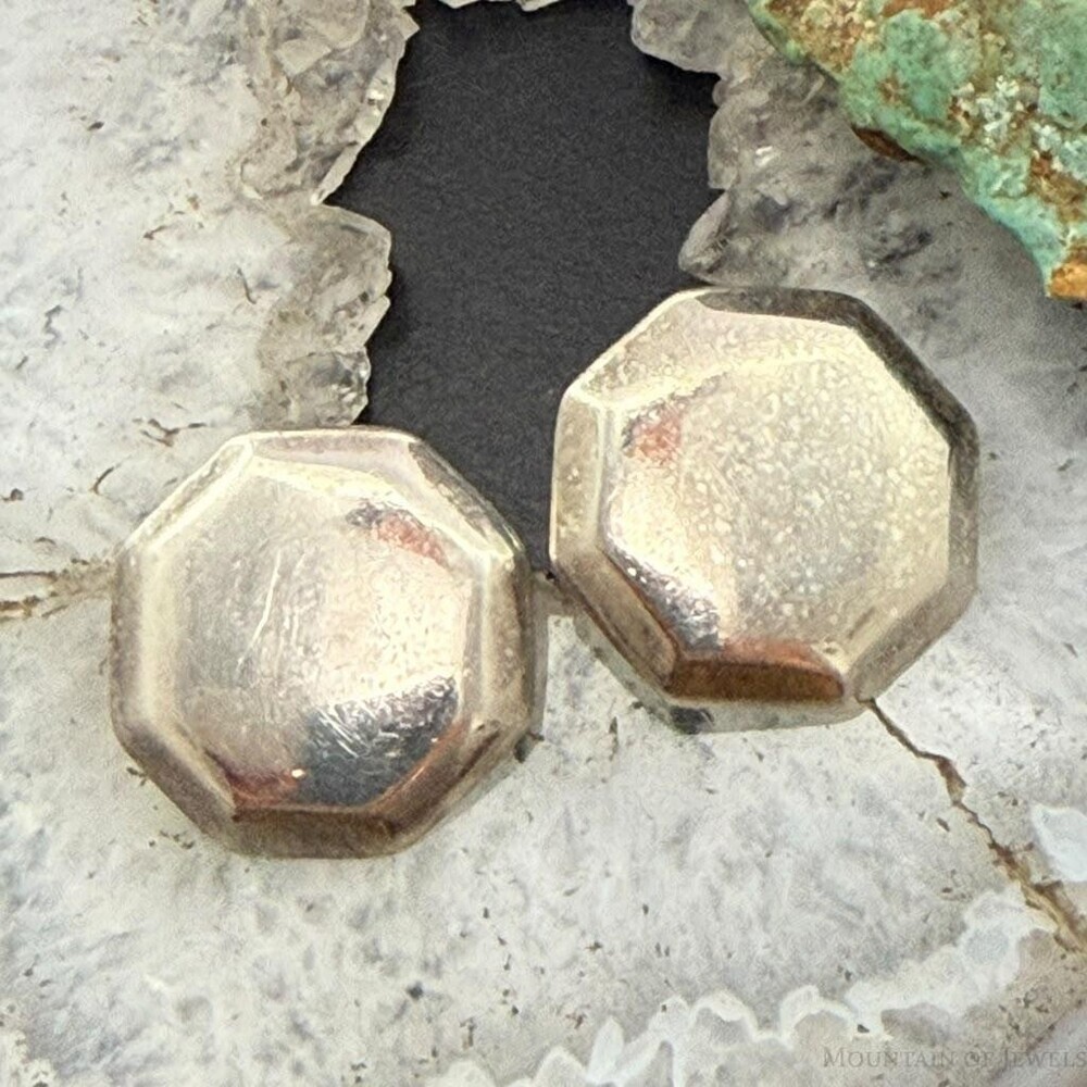 Vintage Sterling Silver Octagon Stud Fashion Earrings For Women